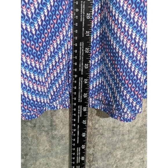 Blue Smocked Chevron Mini Dress with Adjustable Straps Geometric Print Medium - Picture 4 of 5